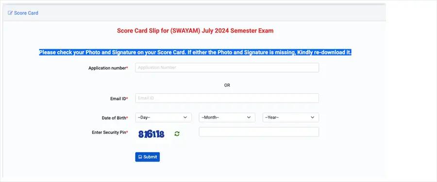 Swayam Result Portal Image